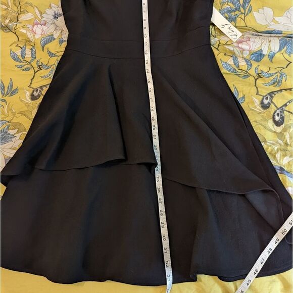 ELIZA j elegant lbd sz 12 high lo knee length black a line scoop neck nwt - Picture 5 of 7